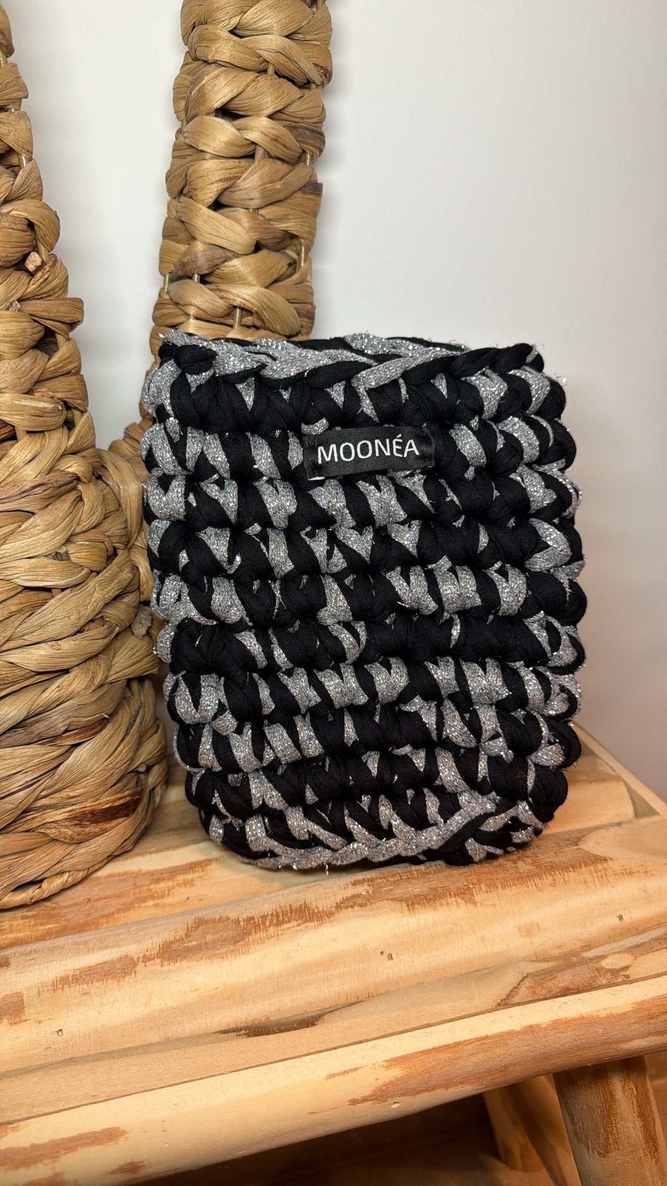 Pochette téléphone - Noire & argenté