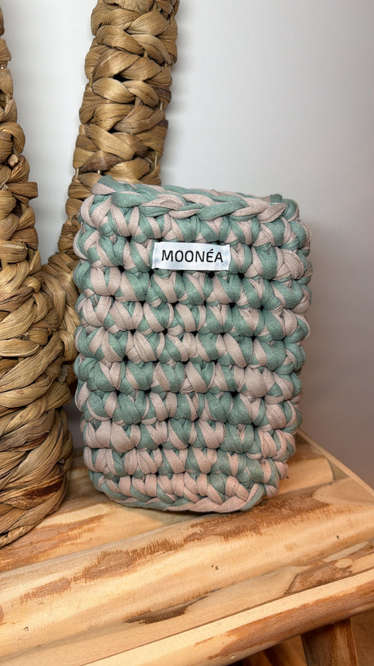 Pochette téléphone - Beige & vert d'eau